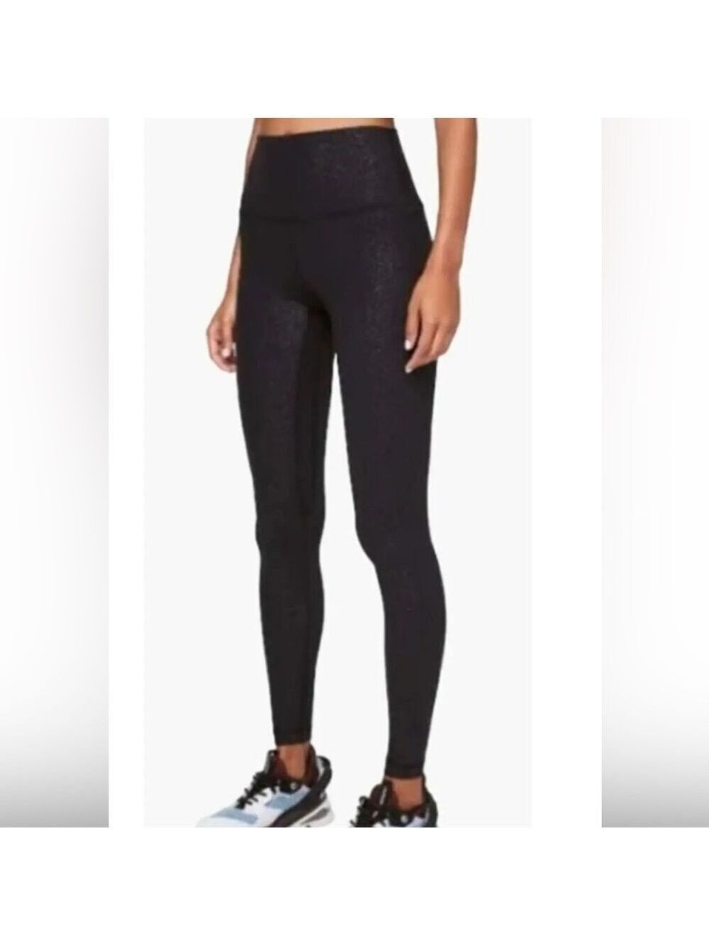 Lululemon Black embossed patterned High-Waisted Leggings 28 inch inseam size 6